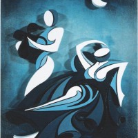 - LIRA - Acryl Stereodur auf Hartfaser - 70 x 50 cm - 1996